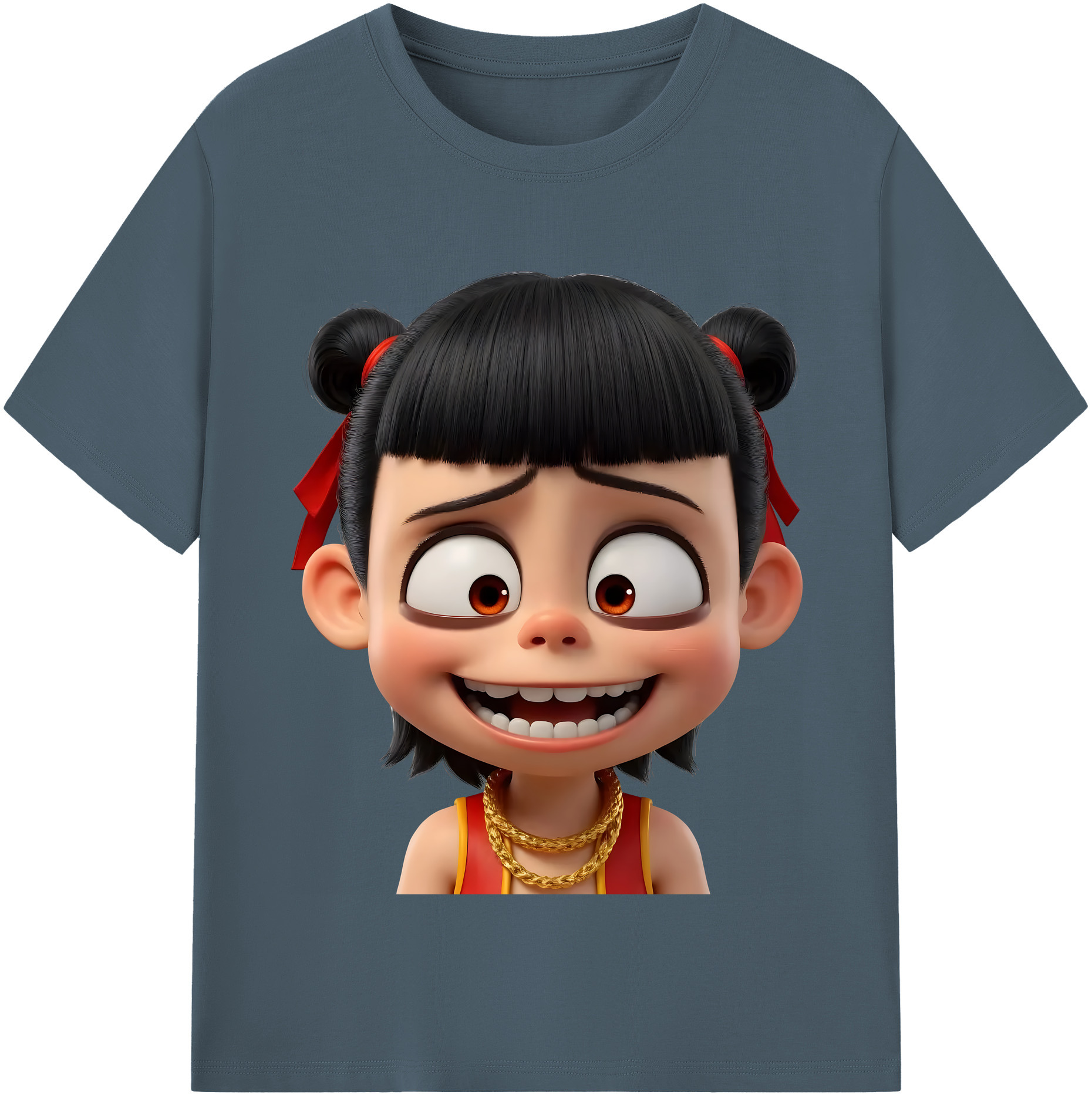 （画像用） Ne Zha 2 ナタ 魔童の大暴れ 綿100％半袖Tシャツ（フロントプリント）